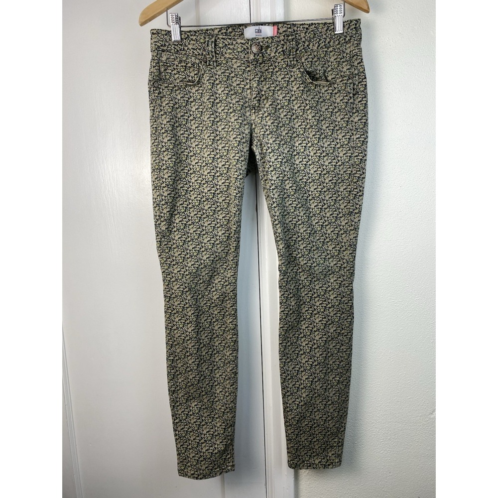 CAbi 5083 Women's 6 Beige Blue Low Rise Ditsy Floral Skinny Jeans